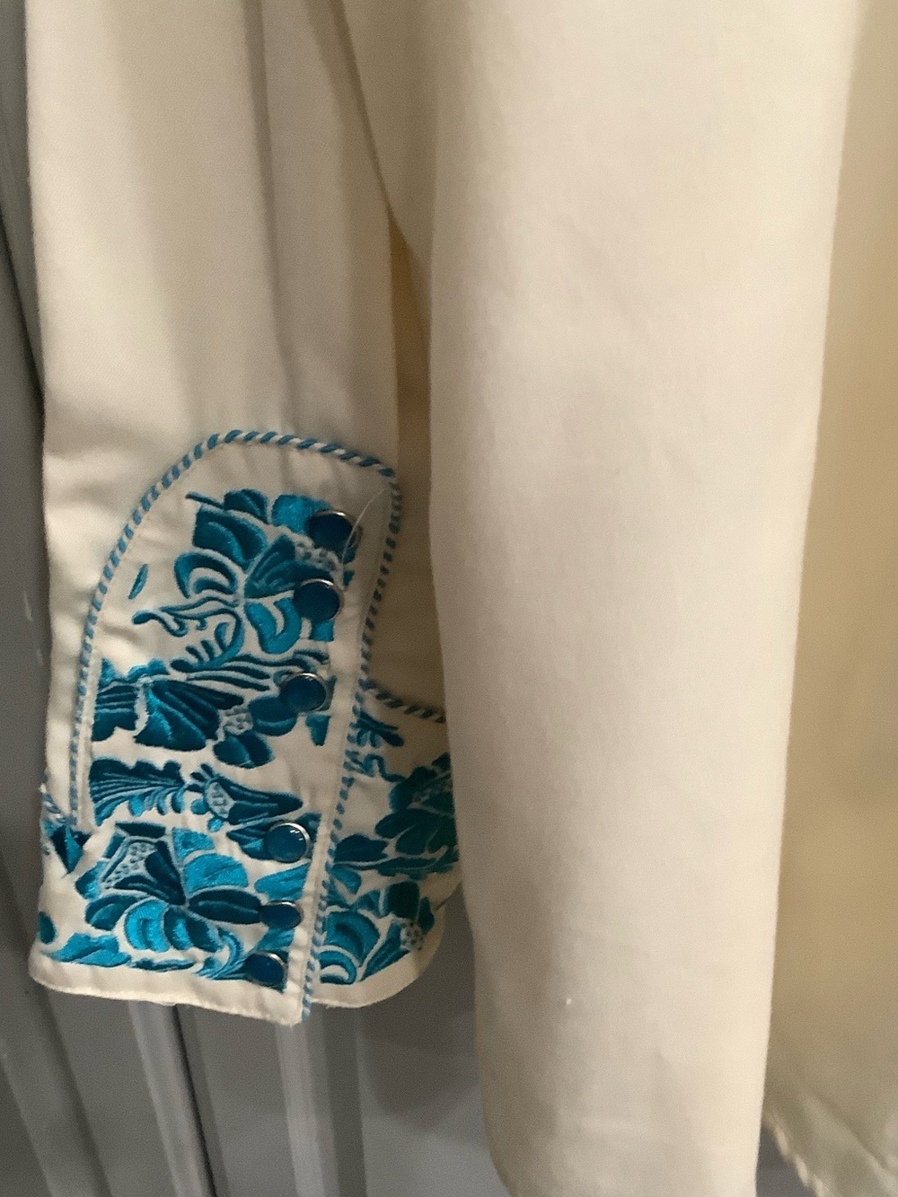 Scully Men’s Southwestern Teal Floral Embroidery Pearl Snap Shirt 4X - Picture 10 of 13